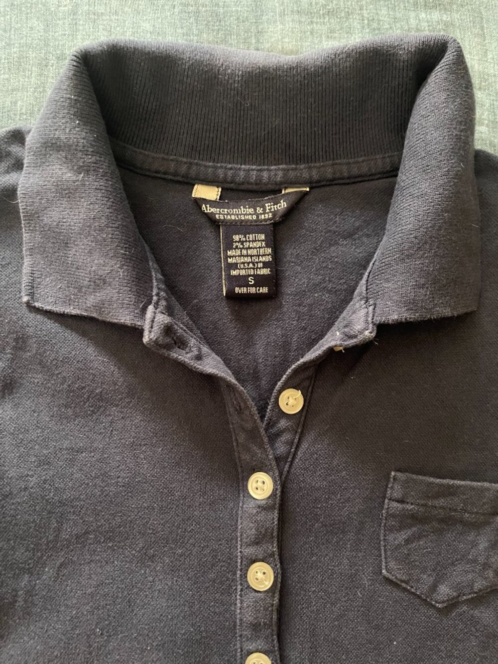 CUTE Y2K Abercrombie & Fitch Polo Long Sleeves Navy Small - Picture 2 of 5